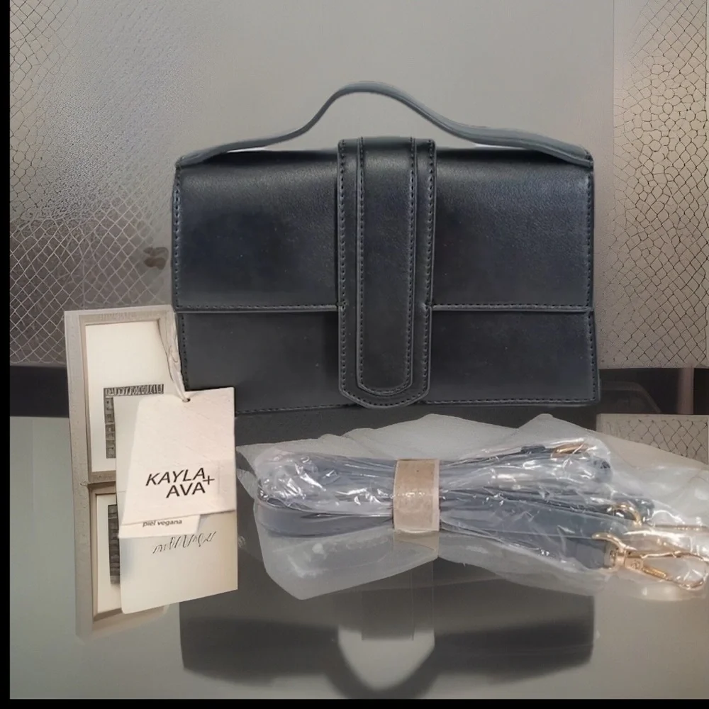 KAYLA + AVA Miranda Crossbody Vegan Leather Adjustable Removable Strap Purse NWT